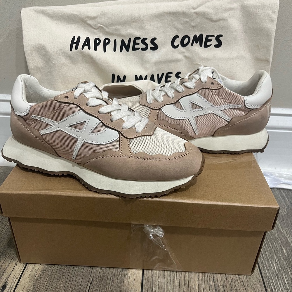 Ash Beige and White Sneakers